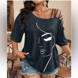 Elegant Black Graphic Women's Top